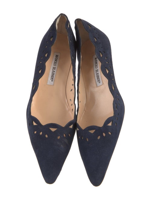 Manolo Blahnik Suede Lasercut Accents Pumps