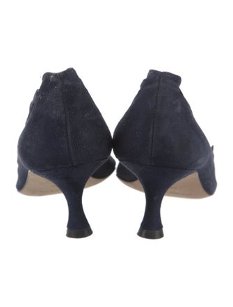 Manolo Blahnik Suede Lasercut Accents Pumps