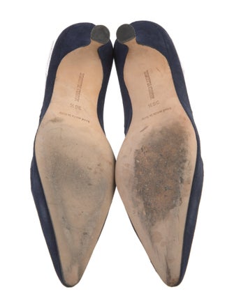 Manolo Blahnik Suede Lasercut Accents Pumps