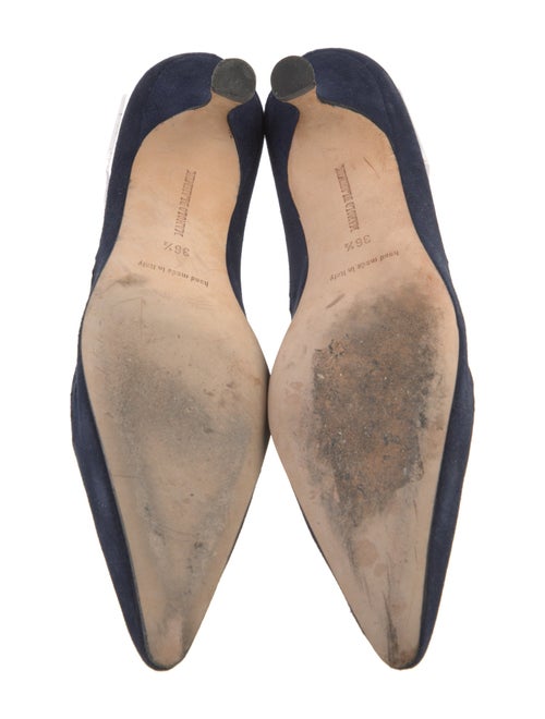 Manolo Blahnik Suede Lasercut Accents Pumps
