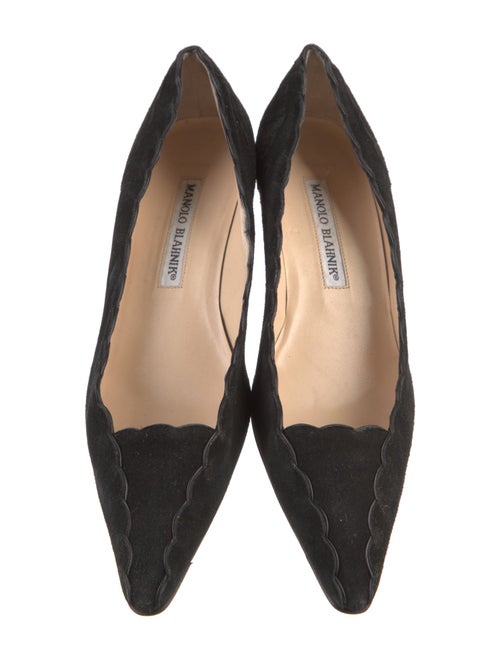 Manolo Blahnik Suede Scalloped Accent Pumps