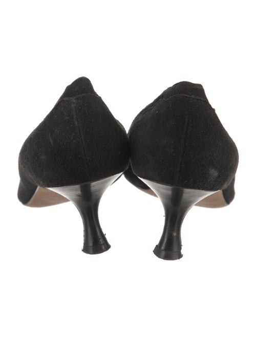 Manolo Blahnik Suede Scalloped Accent Pumps