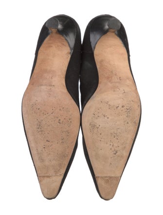 Manolo Blahnik Suede Scalloped Accent Pumps