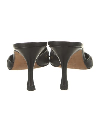 Manolo Blahnik Leather Lasercut Accents Mules