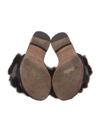 Manolo Blahnik Fur Fur Trim Slides