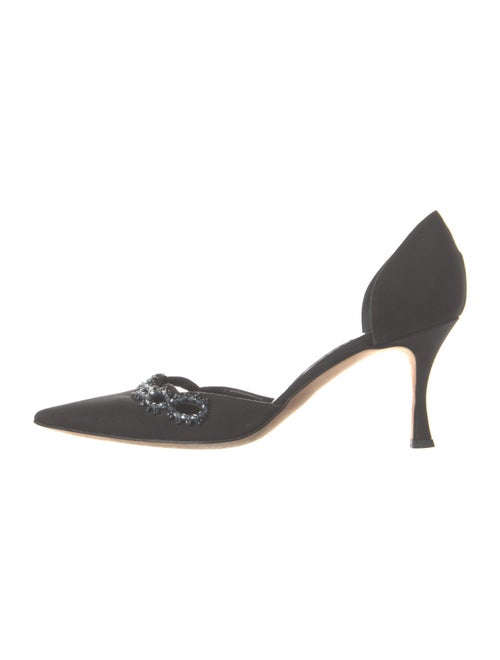 Manolo Blahnik Satin Crystal Embellishments D'Orsay Pumps