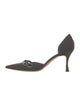 Manolo Blahnik Satin Crystal Embellishments D'Orsay Pumps