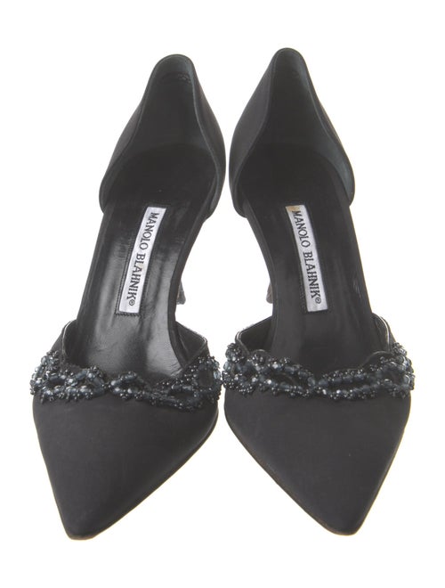 Manolo Blahnik Satin Crystal Embellishments D'Orsay Pumps