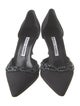 Manolo Blahnik Satin Crystal Embellishments D'Orsay Pumps