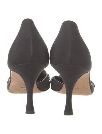 Manolo Blahnik Satin Crystal Embellishments D'Orsay Pumps
