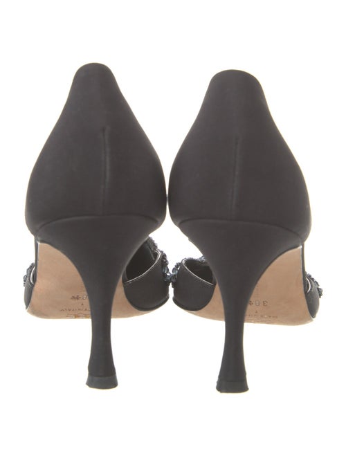Manolo Blahnik Satin Crystal Embellishments D'Orsay Pumps