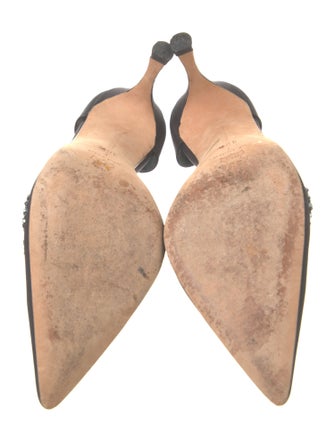 Manolo Blahnik Satin Crystal Embellishments D'Orsay Pumps