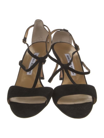 Manolo Blahnik Suede Crystal Embellishments Sandals