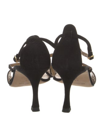 Manolo Blahnik Suede Crystal Embellishments Sandals