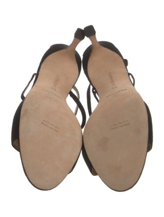 Manolo Blahnik Suede Crystal Embellishments Sandals