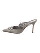 Manolo Blahnik Satin Crystal Embellishments Mules