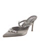 Manolo Blahnik Satin Crystal Embellishments Mules