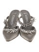 Manolo Blahnik Satin Crystal Embellishments Mules