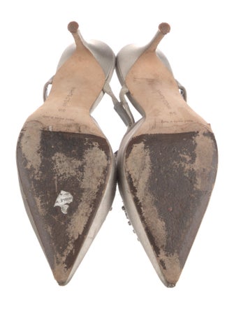 Manolo Blahnik Satin Crystal Embellishments Mules