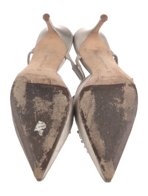 Manolo Blahnik Satin Crystal Embellishments Mules