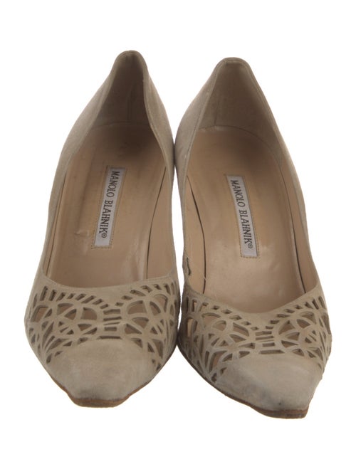 Manolo Blahnik Suede Lasercut Accents Pumps