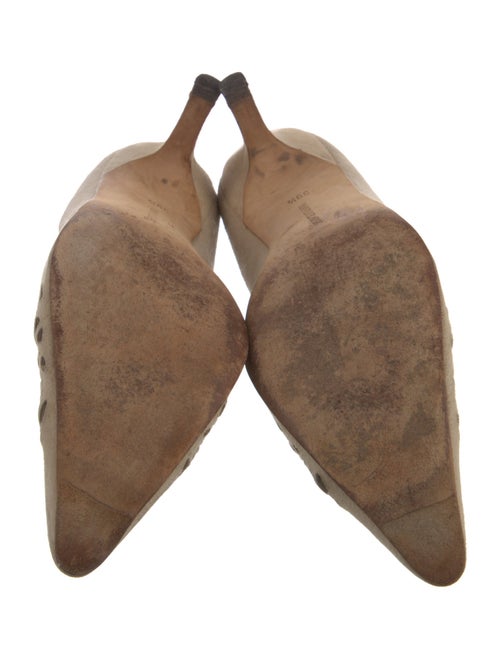 Manolo Blahnik Suede Lasercut Accents Pumps