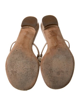 Manolo Blahnik Leather Beaded Accents Slides