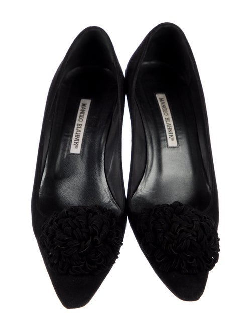 Manolo Blahnik Camellia Accent Suede Pumps