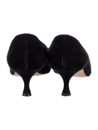 Manolo Blahnik Camellia Accent Suede Pumps