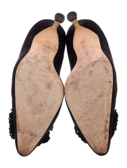 Manolo Blahnik Camellia Accent Suede Pumps