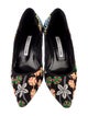 Manolo Blahnik Floral Print Embroidered Accent Pumps