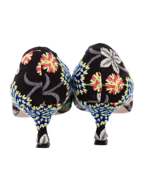 Manolo Blahnik Floral Print Embroidered Accent Pumps