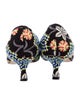 Manolo Blahnik Floral Print Embroidered Accent Pumps