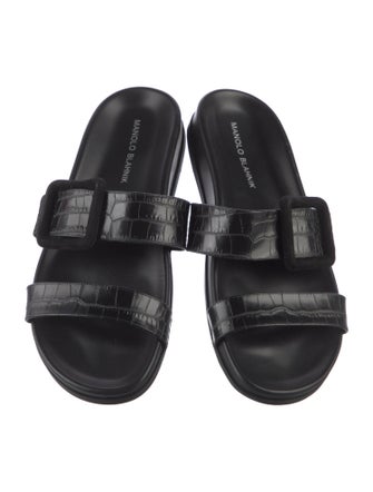 Manolo Blahnik Leather Slides