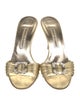Manolo Blahnik Leather Crystal Embellishments Slides