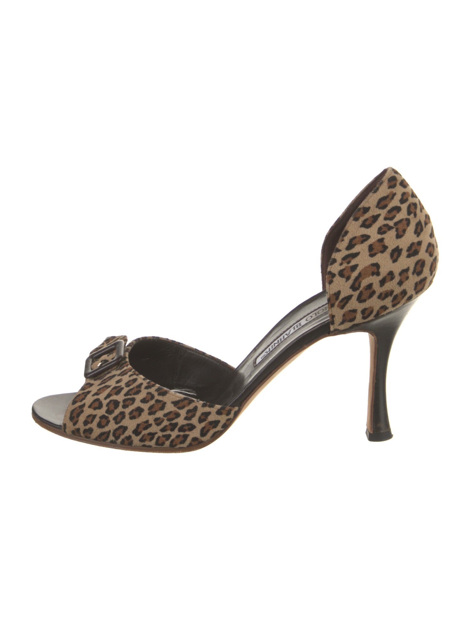Manolo Blahnik Suede Animal Print Sandals