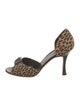 Manolo Blahnik Suede Animal Print Sandals