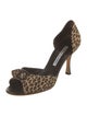 Manolo Blahnik Suede Animal Print Sandals