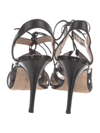 Manolo Blahnik Embossed Leather Bow Accents Gladiator Sandals