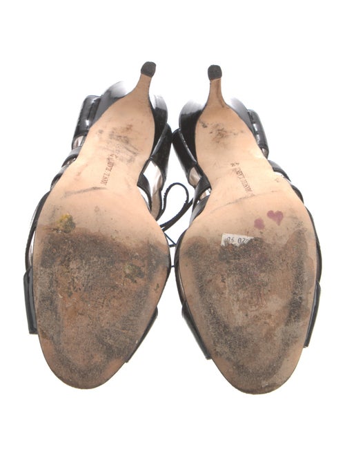 Manolo Blahnik Embossed Leather Bow Accents Gladiator Sandals