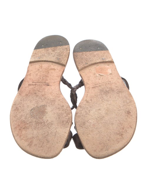 Manolo Blahnik Leather Braided Accents Slides