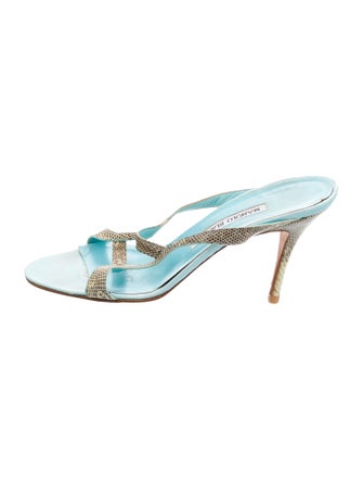 Manolo Blahnik Snakeskin Slides