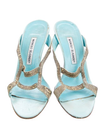Manolo Blahnik Snakeskin Slides