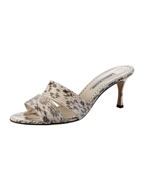 Manolo Blahnik Snakeskin Animal Print Slides