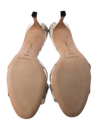 Manolo Blahnik Snakeskin Animal Print Slides