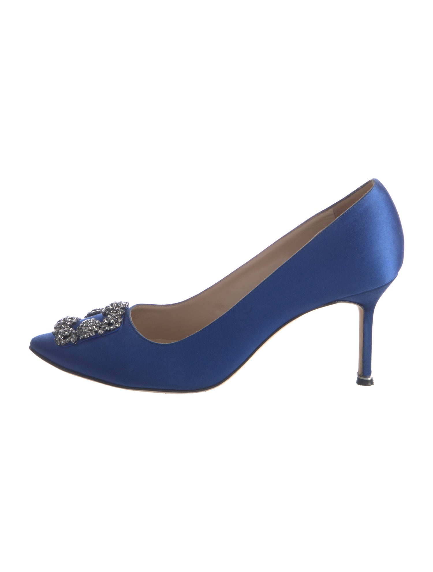 Manolo Blahnik Satin Crystal Embellishments Pumps