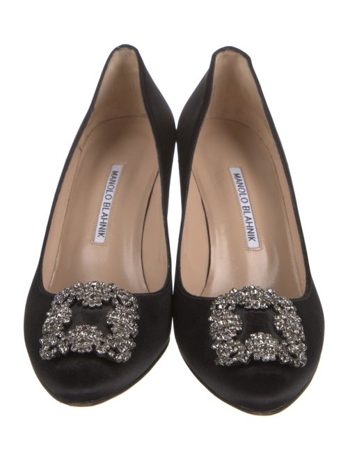 Manolo Blahnik Satin Crystal Embellishments Pumps