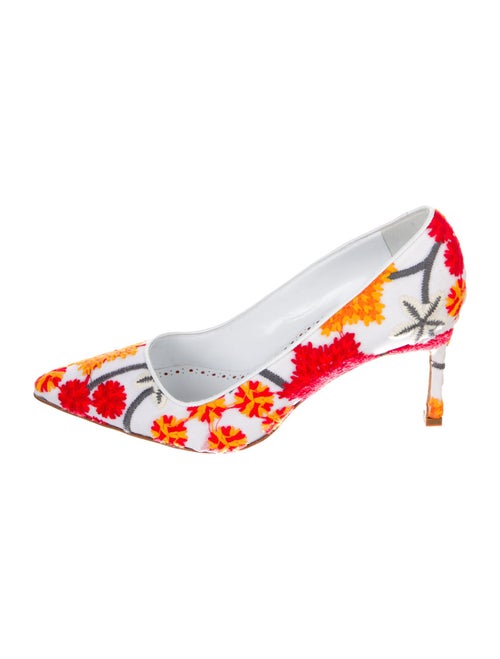 Manolo Blahnik Satin Floral Print Pumps
