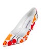 Manolo Blahnik Satin Floral Print Pumps
