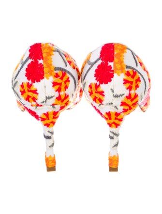 Manolo Blahnik Satin Floral Print Pumps